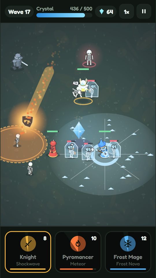 Battle: Frost Nova and a Meteor hit a crowd of skeletons